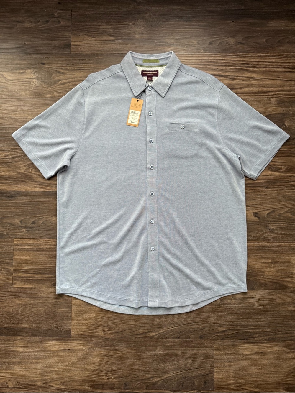 Johnston & Murphy Light Gray Short-Sleeve Button-Down Shirt (NWT)